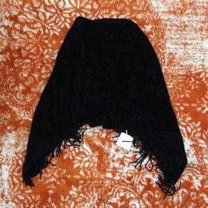 Black fleece tassel poncho